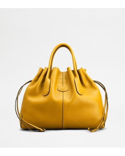 Tod's Di Bag In Leather Small With Drawstring - Yellow