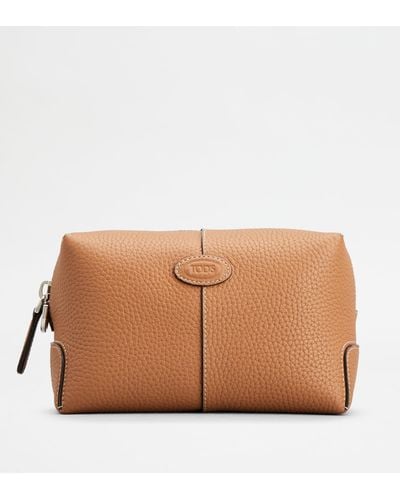 Tod's Pouch In Leather Large - Brown