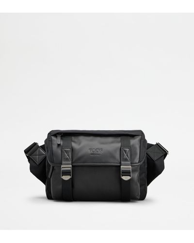 Tod's Crossbody Bag In Fabric And Leather Small - Black
