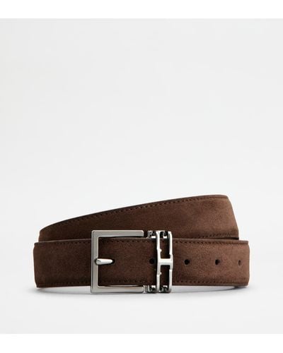 Tod's Adjustable And Reversible Belt In Leather - Brown