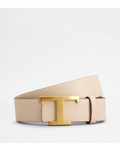 Tod's T Timeless Reversible Belt In Leather - Natural