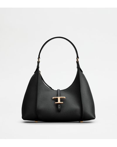Tod's T Timeless Hobo Bag In Leather Small - Black