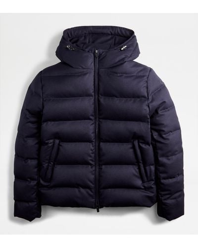 Tod's Down Jacket With Hood - Blue