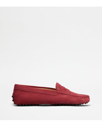 Tod's Gommino Driving Shoes In Suede - Red