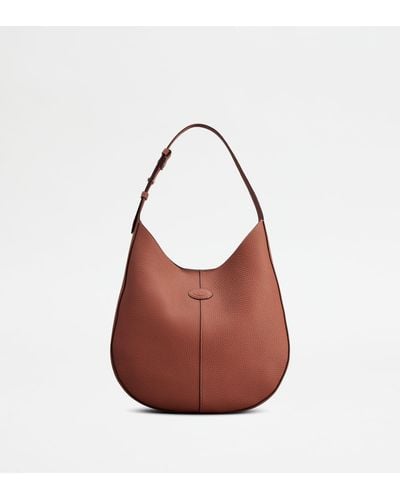 Tod's Di Bag Hobo In Leather Small - Brown