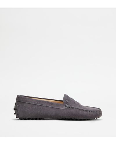 Tod's Gommino Driving Shoes In Suede - Gray