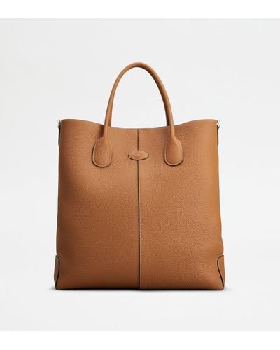 Tod's Di Bag Tote Bag In Leather Medium - Brown