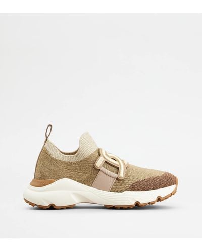 Tod's Kate Slip-on Trainers In Fabric - Natural
