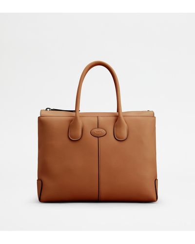 Tod's Di Bag In Leather Medium - Brown