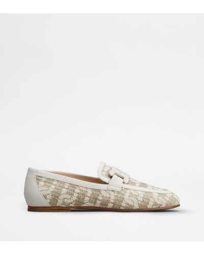 Tod's Kate Loafers In Fabric And Leather - White