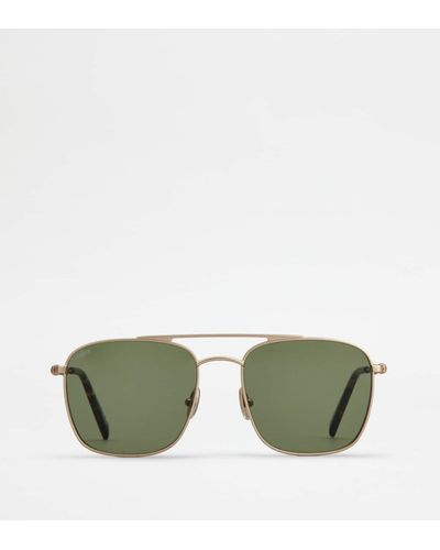 Tod's Sonnenbrille mit Bügeln aus Leder - Grün