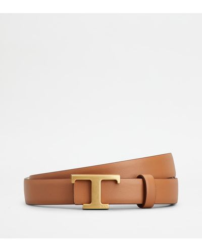 Tod's T Timeless Reversible Belt In Leather - Brown