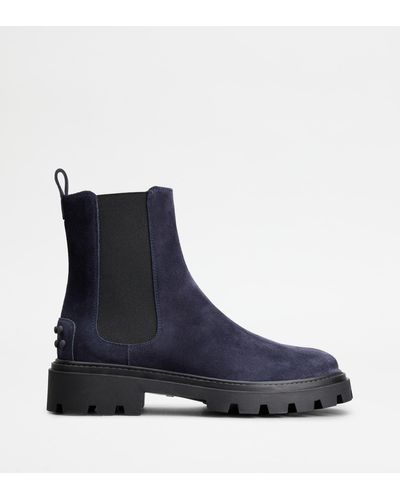 Tod's Chelsea Boot in Pelle Scamosciata - Blu