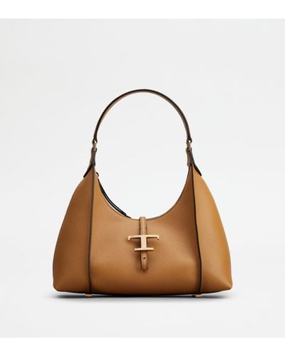 Tod's T Timeless Hobo Bag In Leather Small - Brown
