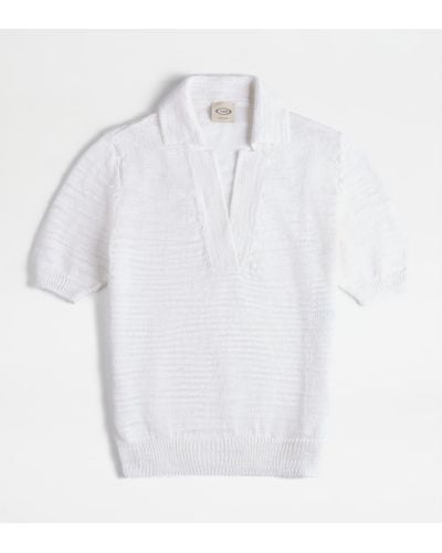 Tod's Short-sleeved Polo Shirt In Knit - White