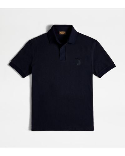 Tod's Polo Shirt In Piquet - Blue
