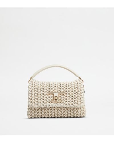 Tod's T Timeless Flap Bag In Leather Micro - White