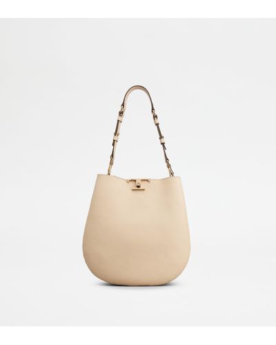 Tod's T Timeless Shoulder Bag In Leather Small - Natural