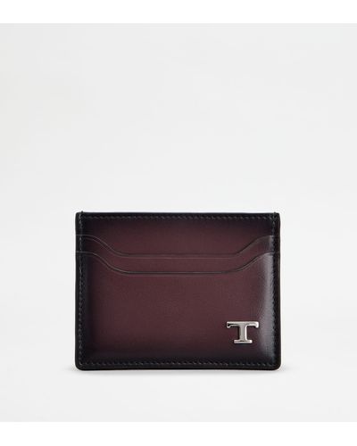 Tod's Credit Card Holder In Leather - Purple