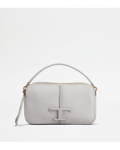 Tod's T Timeless Camera Bag In Leather Mini - Grey