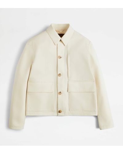 Tod's Over Jacket In Cotton - Natural