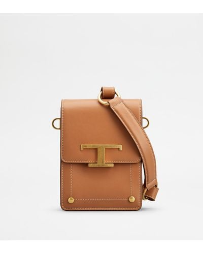 Tod's T Timeless Bag In Leather Micro - Brown