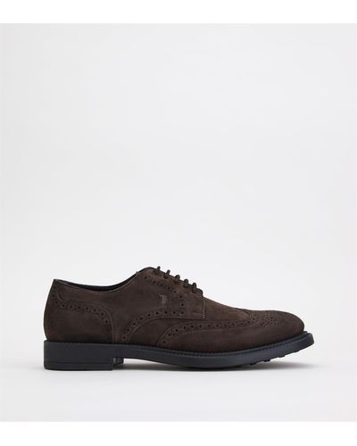 Tod's Lace-up In Suede - Brown