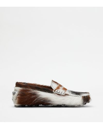 Tod's Gommino Bubble In Pony-skin Effect Leather - White