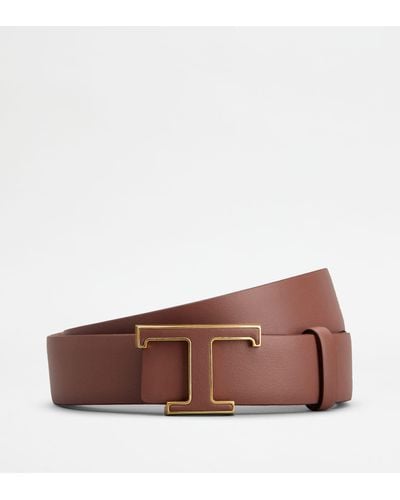 Tod's T Timeless Reversible Belt In Leather - Brown