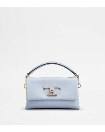 Tod's T Timeless Flap Bag In Leather Micro - Blue