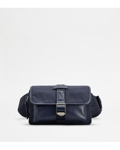 Tod's Belt Bag In Fabric And Leather Micro - Blue