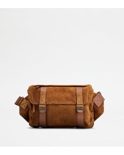 Tod's Crossbody Bag In Suede Small - Brown