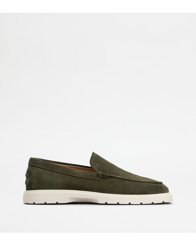Tod's Slipper Loafers In Suede - Green