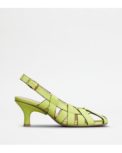 Tod's Slingback Court Shoes In Leather - Yellow