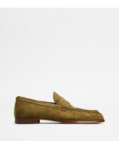 Tod's Loafers In Suede - Green