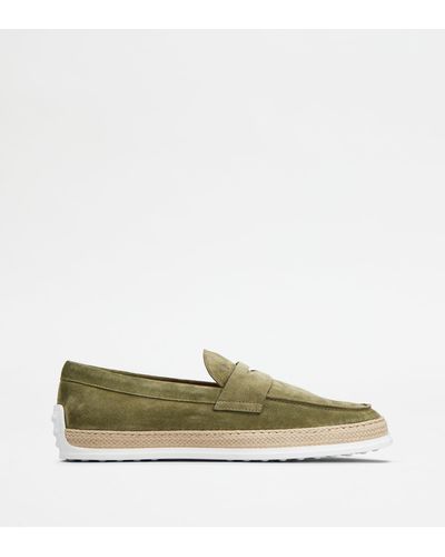 Tod's Loafers In Suede - Green