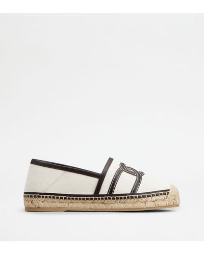 Tod's Kate Espadrilles In Canvas And Leather - White