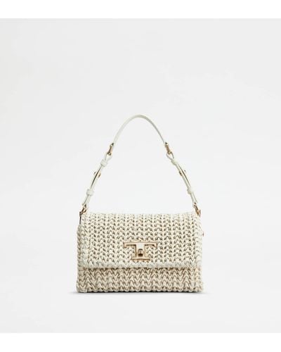 Tod's T Timeless Flap Bag In Leather Mini - White