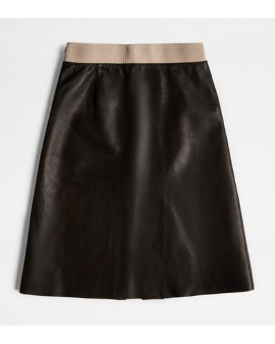 Tod's Skirt In Leather - Black