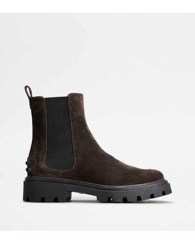 Tod's Chelsea Boots In Suede - Black