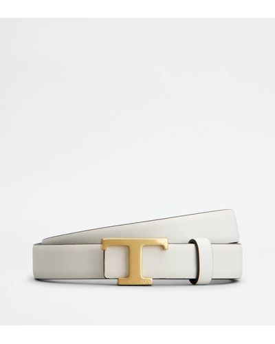 Tod's T Timeless Reversible Belt In Leather - White