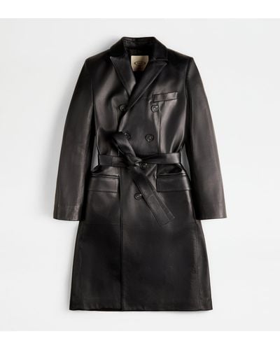 Tod's Double-Breasted Trench Coat - Black