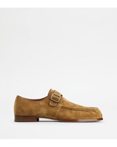 Tod's Monkstraps In Suede - Brown