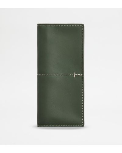 Tod's Vertical Wallet In Leather - Green