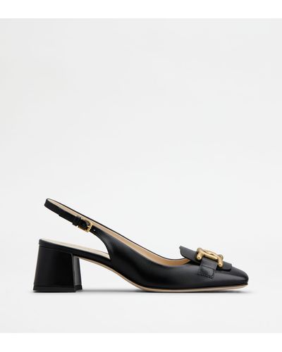 Tod's Kate Slingback Court Shoes In Leather - Black