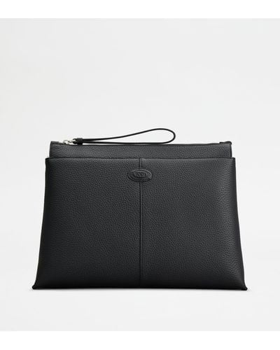 Tod's Document Holder Pouch In Leather Medium - Black