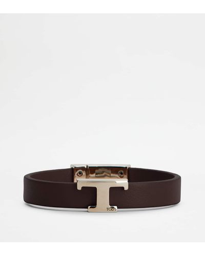 Tod's T Timeless Bracelet In Leather - Brown