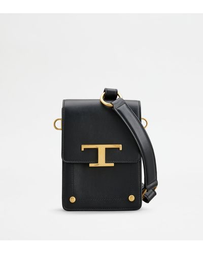 Tod's T Timeless Bag In Leather Micro - Black