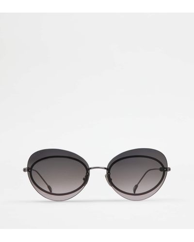 Tod's Teardrop Sunglasses With Temples In Leather - Grey