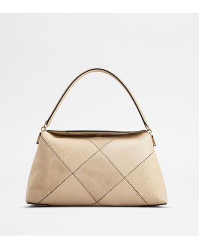 Tod's T Case Tote Messenger Bag In Leather Small - Natural